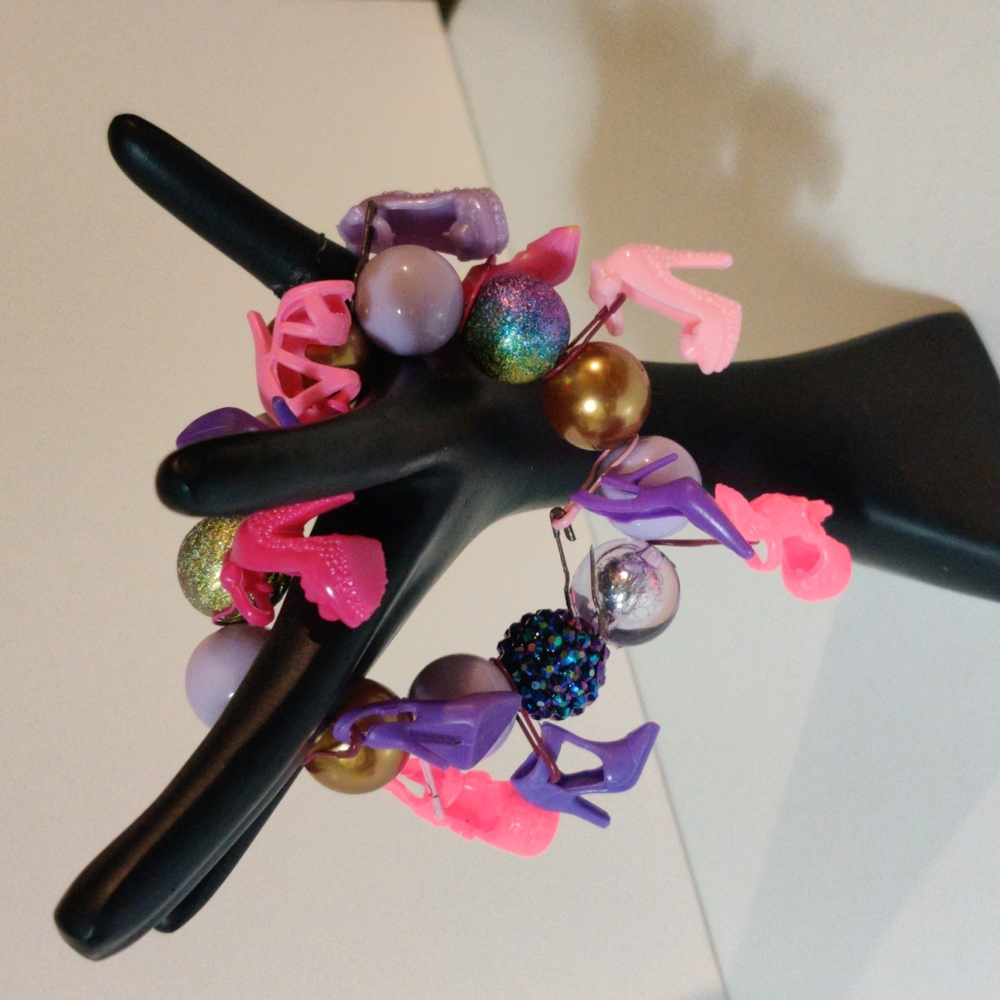 Purple & Gold Stretch Barbie Bracelet